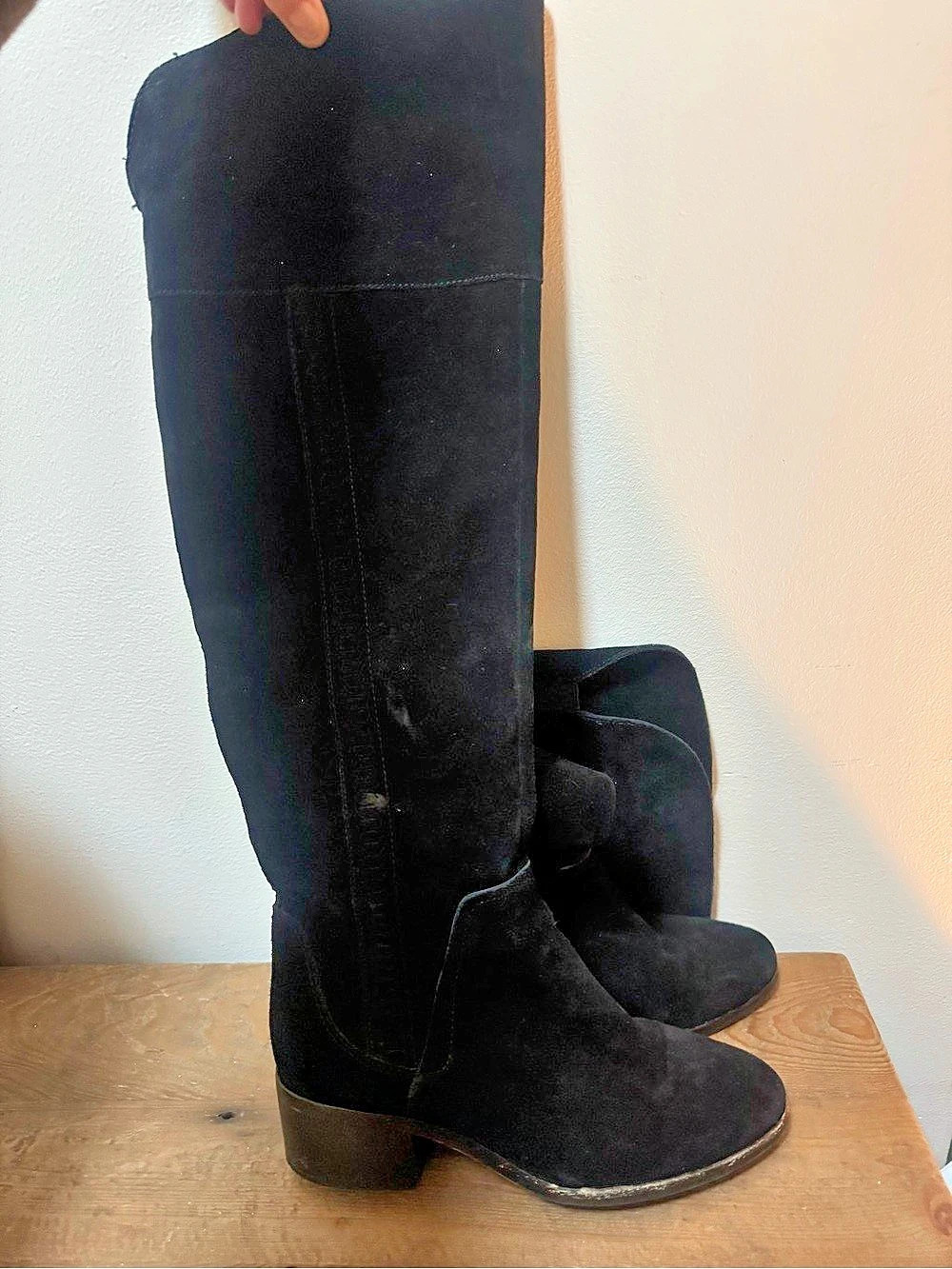 Vince Camuto Black Suede Over-the-Knee Heeled Boots